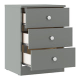 High Gloss Bedside Cabinet With 3 Drawers - Denver
