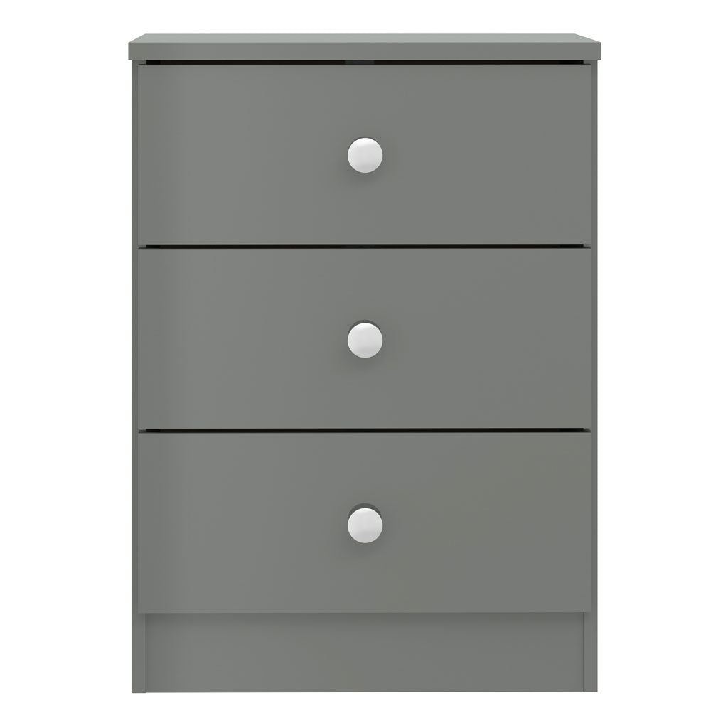 High Gloss Bedside Cabinet With 3 Drawers - Denver