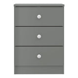 High Gloss Bedside Cabinet With 3 Drawers - Denver