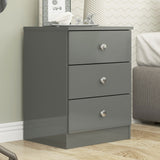 High Gloss Bedside Cabinet With 3 Drawers - Denver