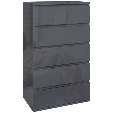 High Gloss Chest Of 4 Drawers 100cm H x 53cm W x 33cm D - Velmora