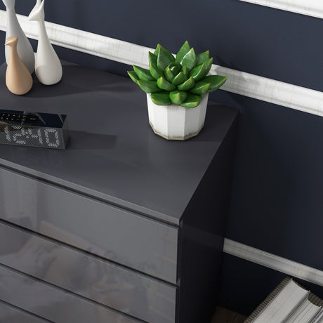 High Gloss Chest Of 4 Drawers 100cm H x 53cm W x 33cm D - Velmora