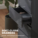 High Gloss Chest Of 4 Drawers 100cm H x 53cm W x 33cm D - Velmora