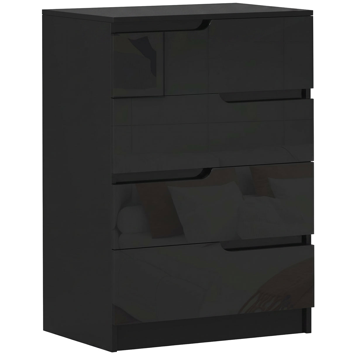 High Gloss Chest Of 4 Drawers 60cm Wide - Velmora