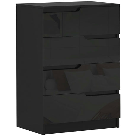 High Gloss Chest Of 4 Drawers 60cm Wide - Velmora