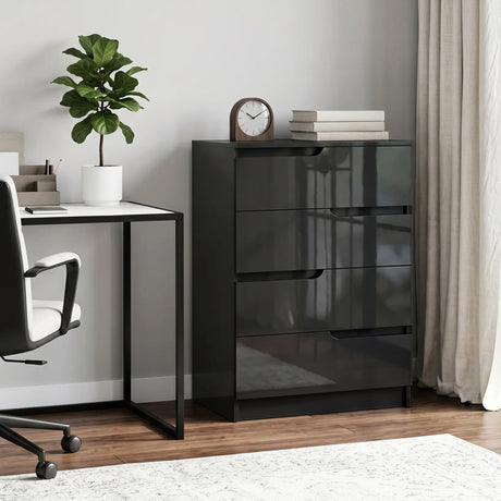 High Gloss Chest Of 4 Drawers 60cm Wide - Velmora