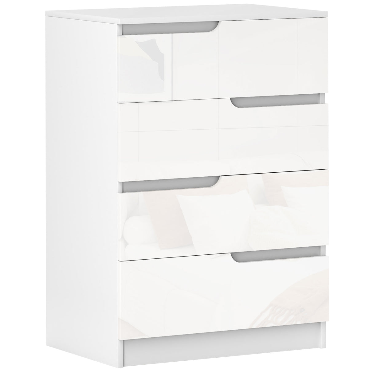 High Gloss Chest Of 4 Drawers 60cm Wide - Velmora