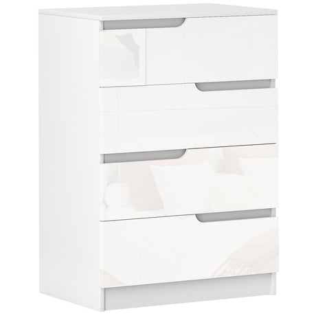High Gloss Chest Of 4 Drawers 60cm Wide - Velmora