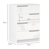 High Gloss Chest Of 4 Drawers 60cm Wide - Velmora