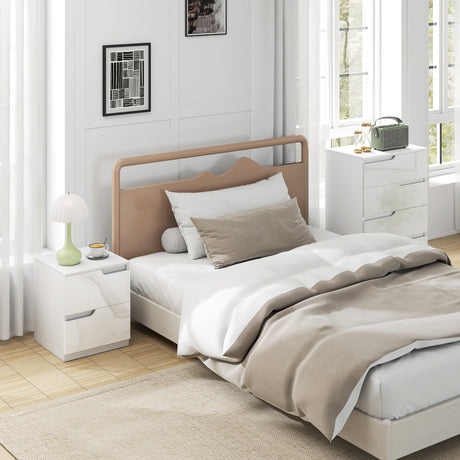 High Gloss Chest Of 4 Drawers 60cm Wide With Bedside Cabinet 40cm Wide - Velmora