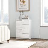 High Gloss Chest Of 4 Drawers 60cm Wide With Bedside Cabinet 40cm Wide - Velmora