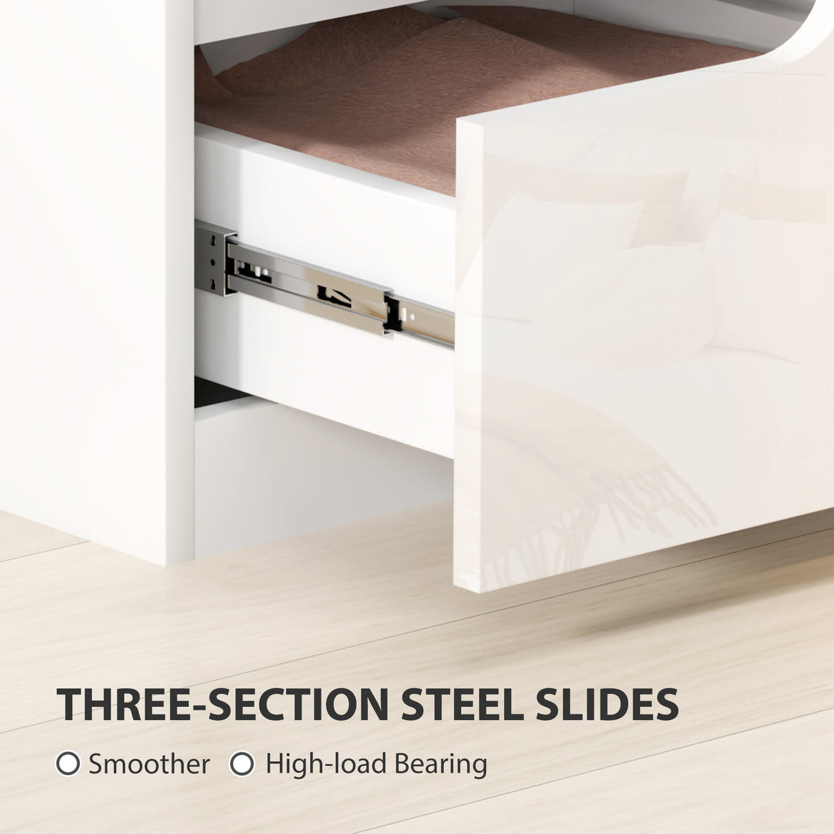 High Gloss Chest Of 4 Drawers 60cm Wide With Bedside Cabinet 40cm Wide - Velmora