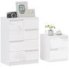 High Gloss Chest Of 4 Drawers 60cm Wide With Bedside Cabinet 40cm Wide - Velmora