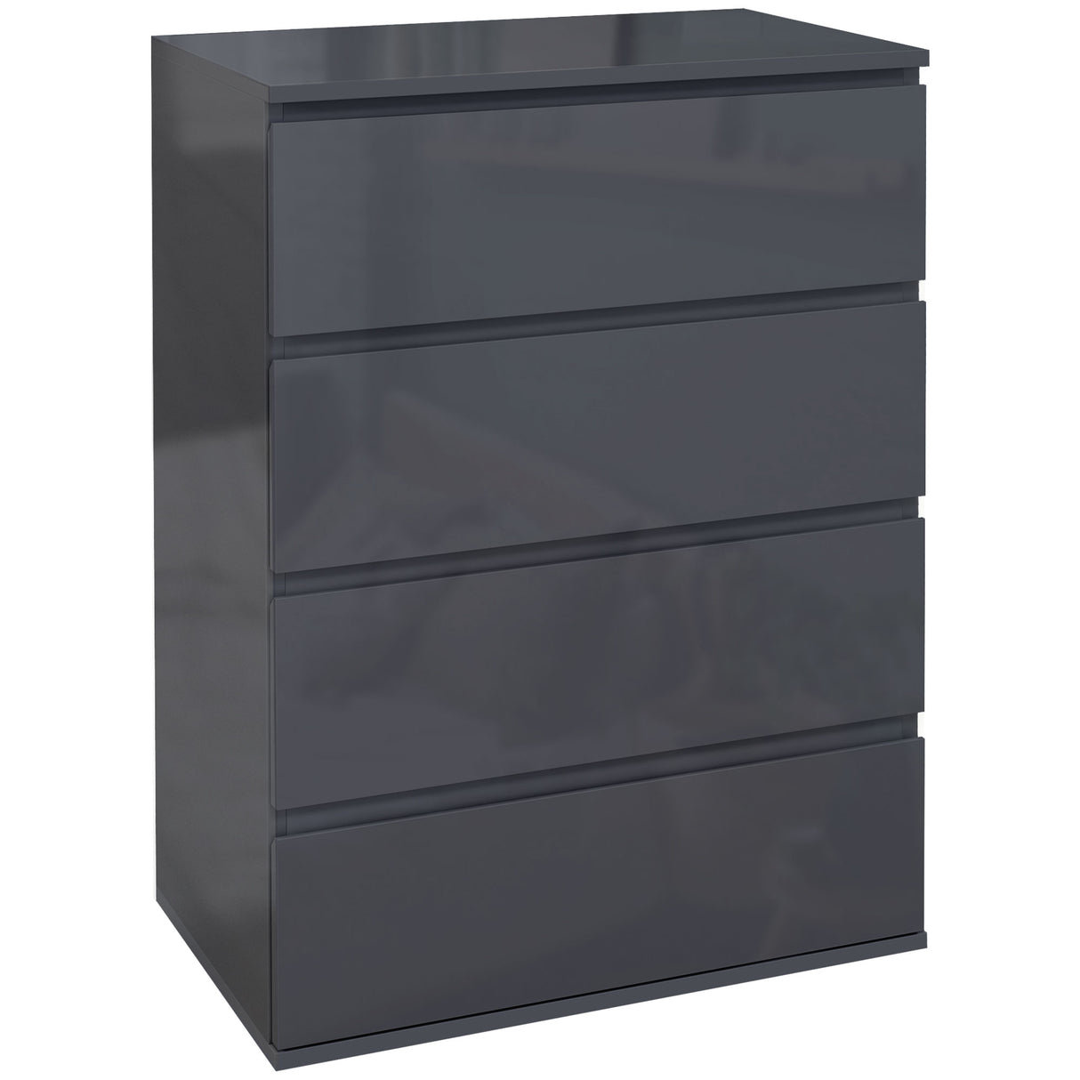 High Gloss Chest Of 4 Drawers 80cm H x 55cm W x 33cm D - Velmora