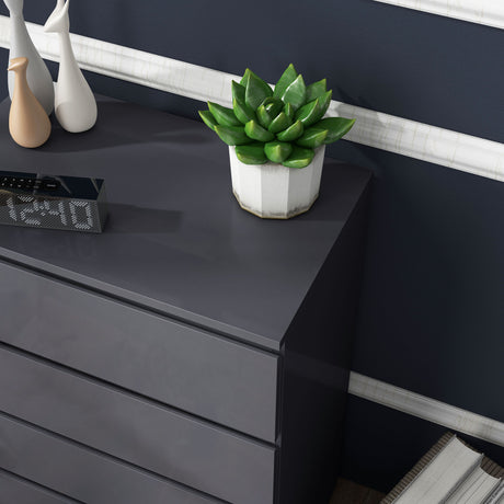 High Gloss Chest Of 4 Drawers 80cm H x 55cm W x 33cm D - Velmora