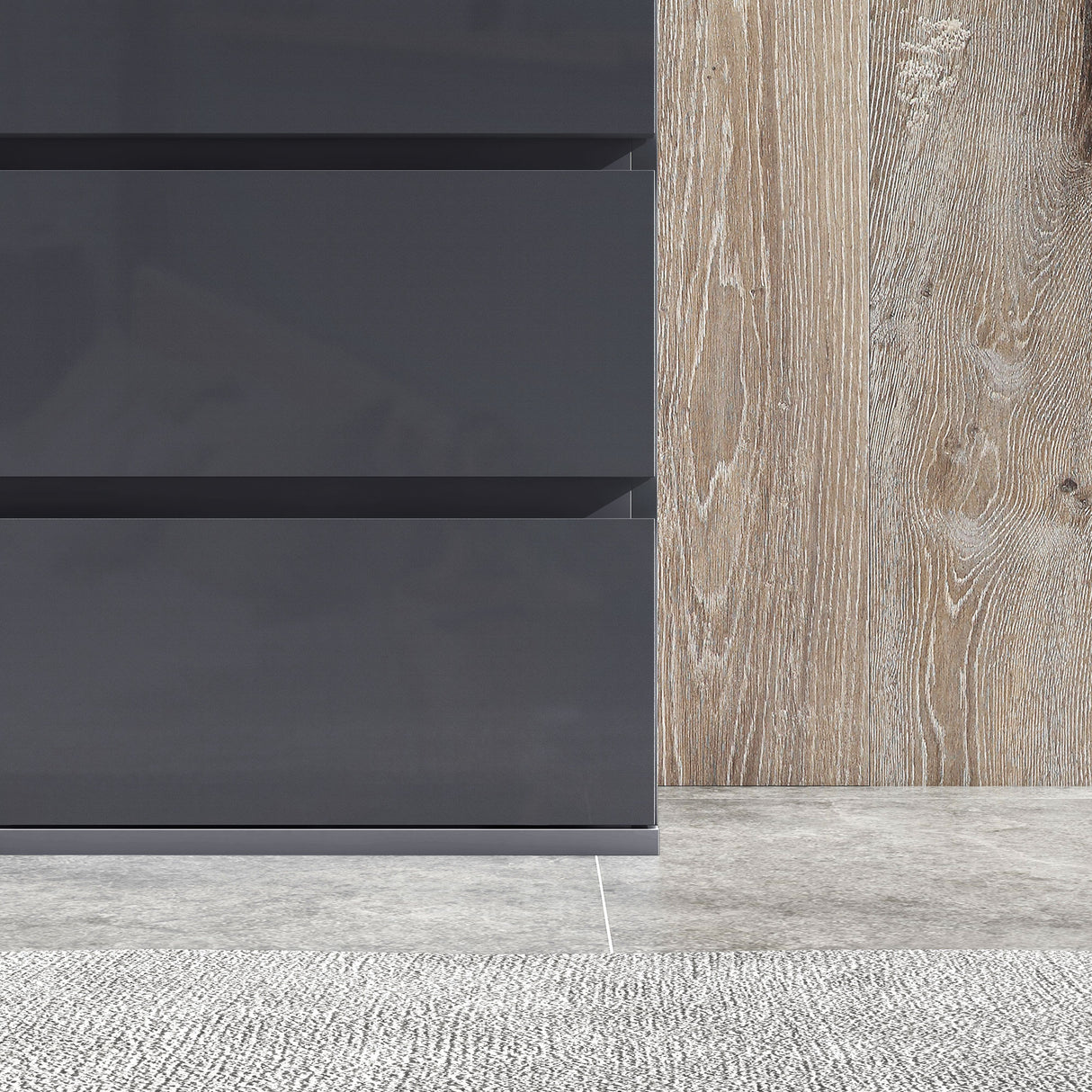 High Gloss Chest Of 4 Drawers 80cm H x 55cm W x 33cm D - Velmora