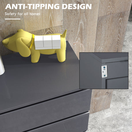 High Gloss Chest Of 4 Drawers 80cm H x 55cm W x 33cm D - Velmora