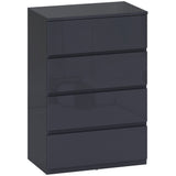 High Gloss Chest Of 4 Drawers 80cm H x 55cm W x 34cm D - Velmora