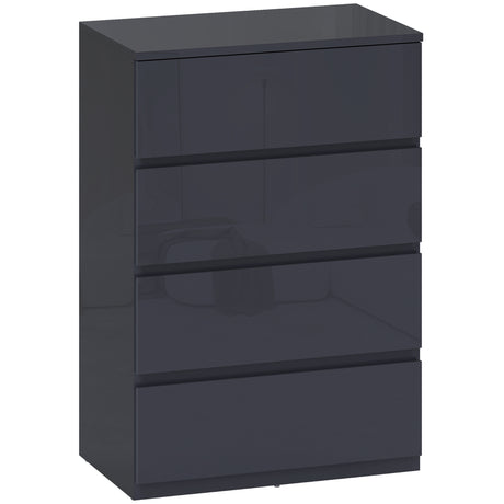 High Gloss Chest Of 4 Drawers 80cm H x 55cm W x 34cm D - Velmora