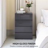 High Gloss Chest Of 4 Drawers 80cm H x 55cm W x 34cm D - Velmora