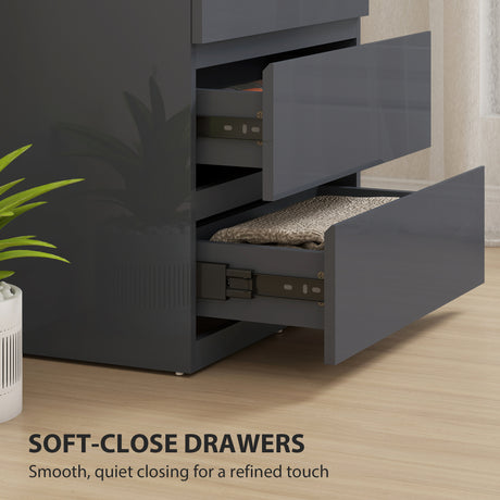 High Gloss Chest Of 4 Drawers 80cm H x 55cm W x 34cm D - Velmora
