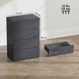 High Gloss Chest Of 4 Drawers 80cm H x 55cm W x 34cm D - Velmora