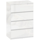 High Gloss Chest Of 4 Drawers 80cm H x 55cm W x 34cm D - Velmora