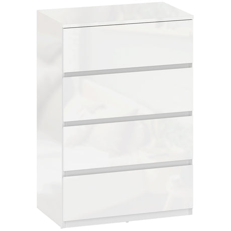 High Gloss Chest Of 4 Drawers 80cm H x 55cm W x 34cm D - Velmora