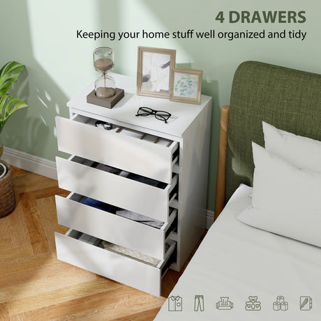 High Gloss Chest Of 4 Drawers 80cm H x 55cm W x 34cm D - Velmora