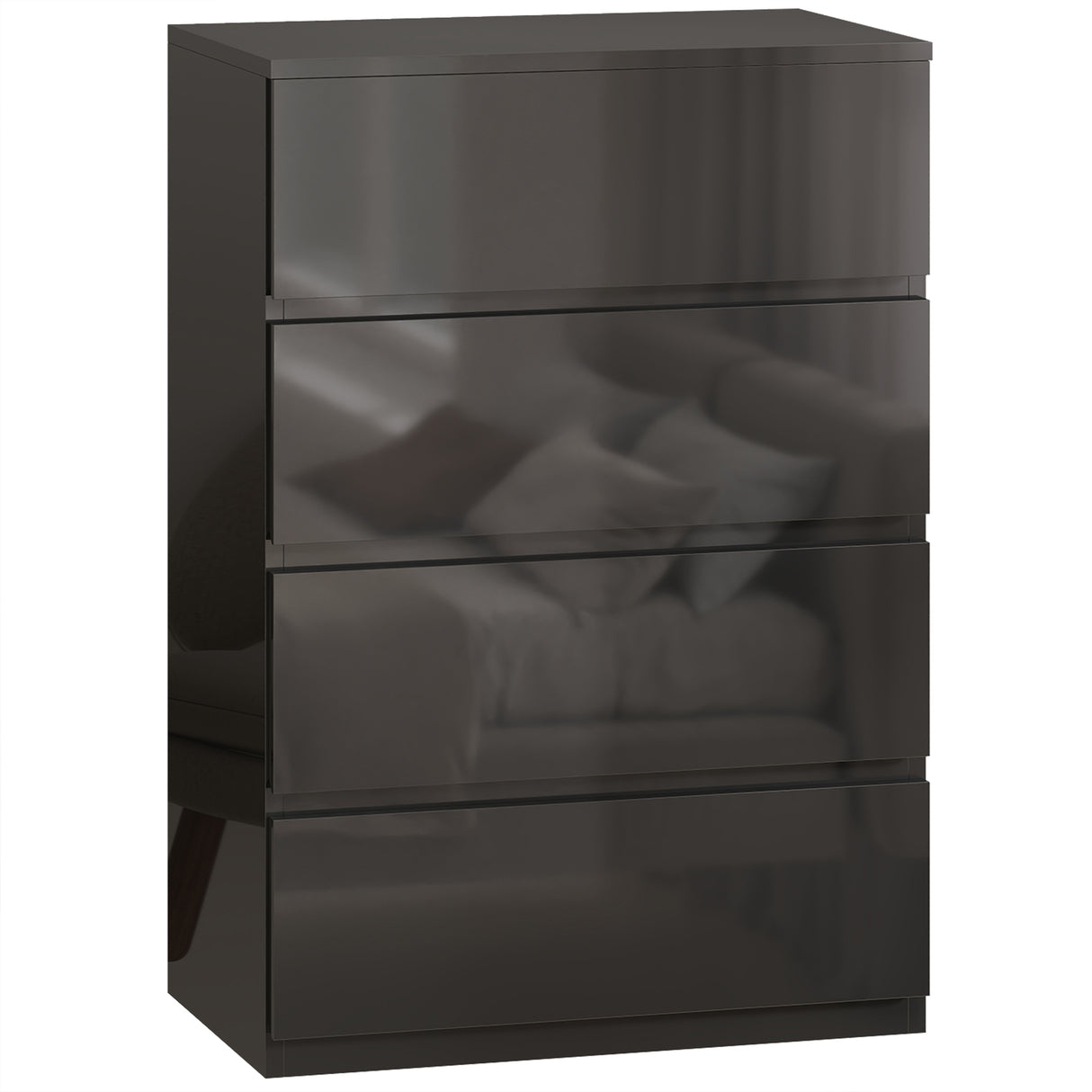 High Gloss Chest Of 4 Drawers 80cm H x 55cm W x 34cm D - Velmora