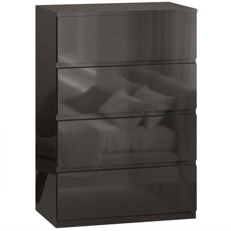 High Gloss Chest Of 4 Drawers 80cm H x 55cm W x 34cm D - Velmora