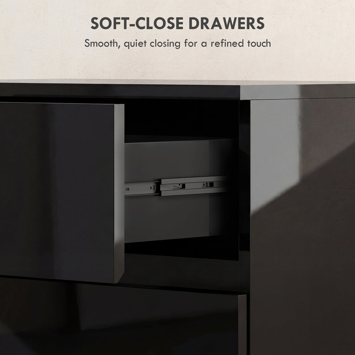 High Gloss Chest Of 4 Drawers 80cm H x 55cm W x 34cm D - Velmora