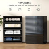 High Gloss Chest Of 4 Drawers 80cm H x 55cm W x 34cm D - Velmora