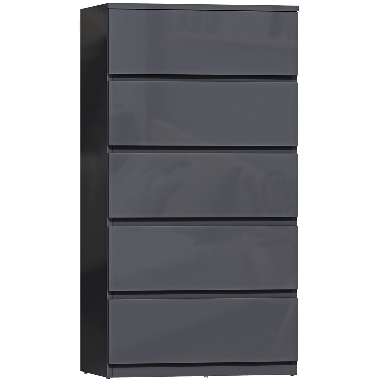 High Gloss Chest Of 5 Drawers 100cm H x 55cm W x 34cm D - Velmora