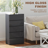 High Gloss Chest Of 5 Drawers 100cm H x 55cm W x 34cm D - Velmora