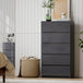 High Gloss Chest Of 5 Drawers 100cm H x 55cm W x 34cm D - Velmora