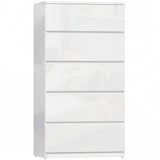 High Gloss Chest Of 5 Drawers 100cm H x 55cm W x 34cm D - Velmora