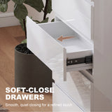High Gloss Chest Of 5 Drawers 100cm H x 55cm W x 34cm D - Velmora