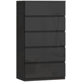 High Gloss Chest Of 5 Drawers 100cm H x 55cm W x 34cm D - Velmora