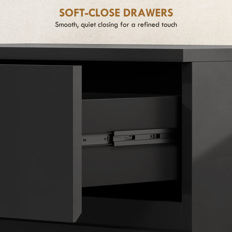 High Gloss Chest Of 5 Drawers 100cm H x 55cm W x 34cm D - Velmora