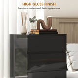 High Gloss Chest Of 5 Drawers 100cm H x 55cm W x 34cm D - Velmora