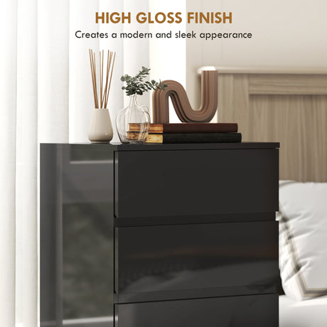 High Gloss Chest Of 5 Drawers 100cm H x 55cm W x 34cm D - Velmora