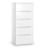 High Gloss Chest Of 5 Drawers Narrow - Manhattan