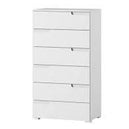 High Gloss Chest Of 6 Drawers Narrow - Salina
