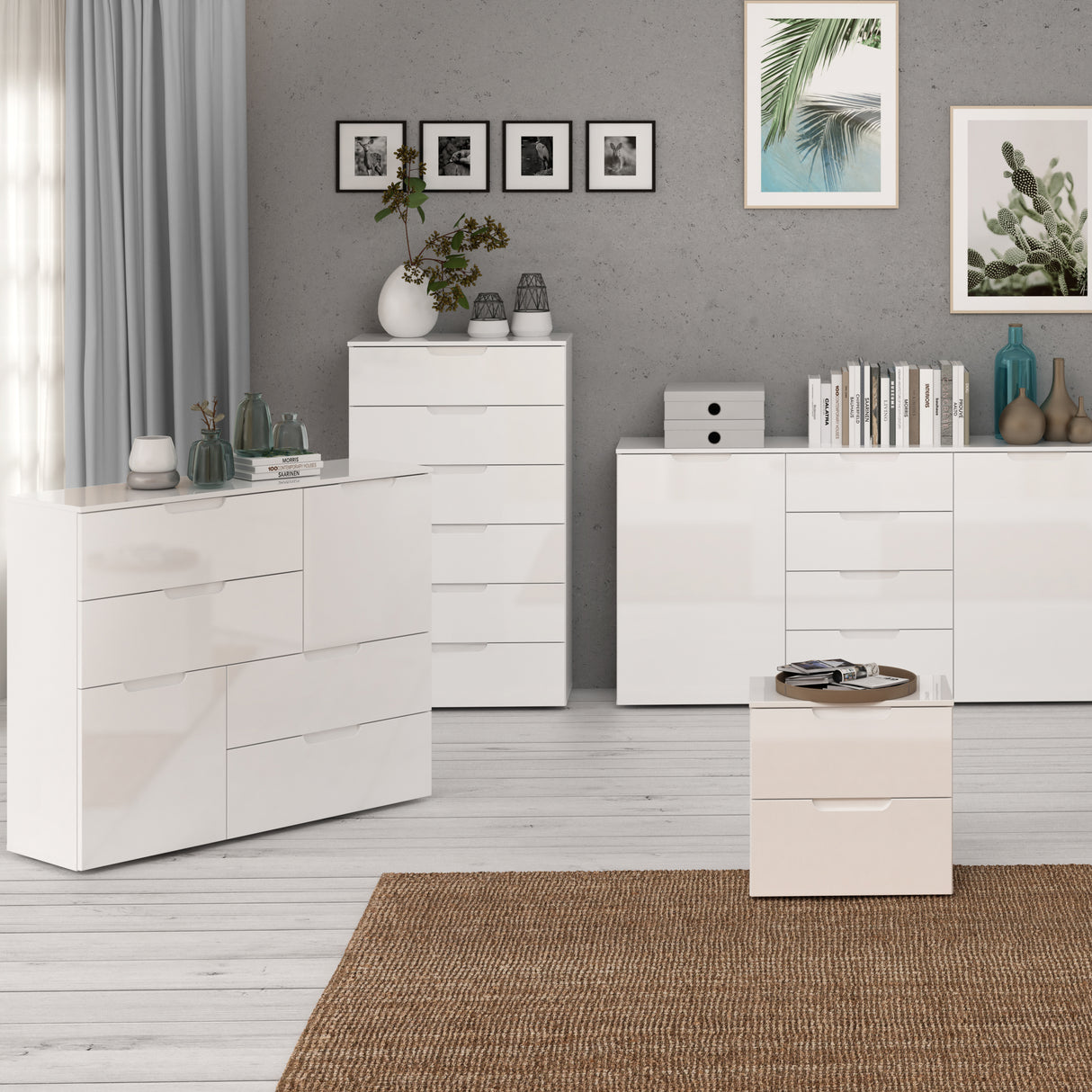 High Gloss Chest Of 6 Drawers - Sienna