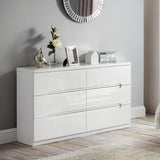 High Gloss Chest Of 6 Drawers Wide - Manhattan