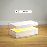 High Gloss Coffee Table Rectangular With Storage And LED Lights - Velmora