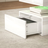 High Gloss Coffee Table Rectangular With Storage And LED Lights - Velmora