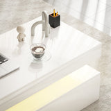 High Gloss Coffee Table Rectangular With Storage And LED Lights - Velmora