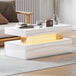 High Gloss Coffee Table Rectangular With Storage And LED Lights - Velmora